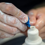 Yuta Segawa working in his studio in London 2019